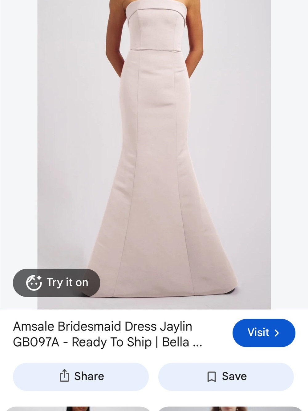 Amsale Strapless Fitted Mermaid Gown in Blush